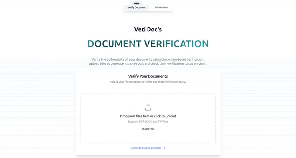 VeriDoc project screenshot showing the application interface and features
